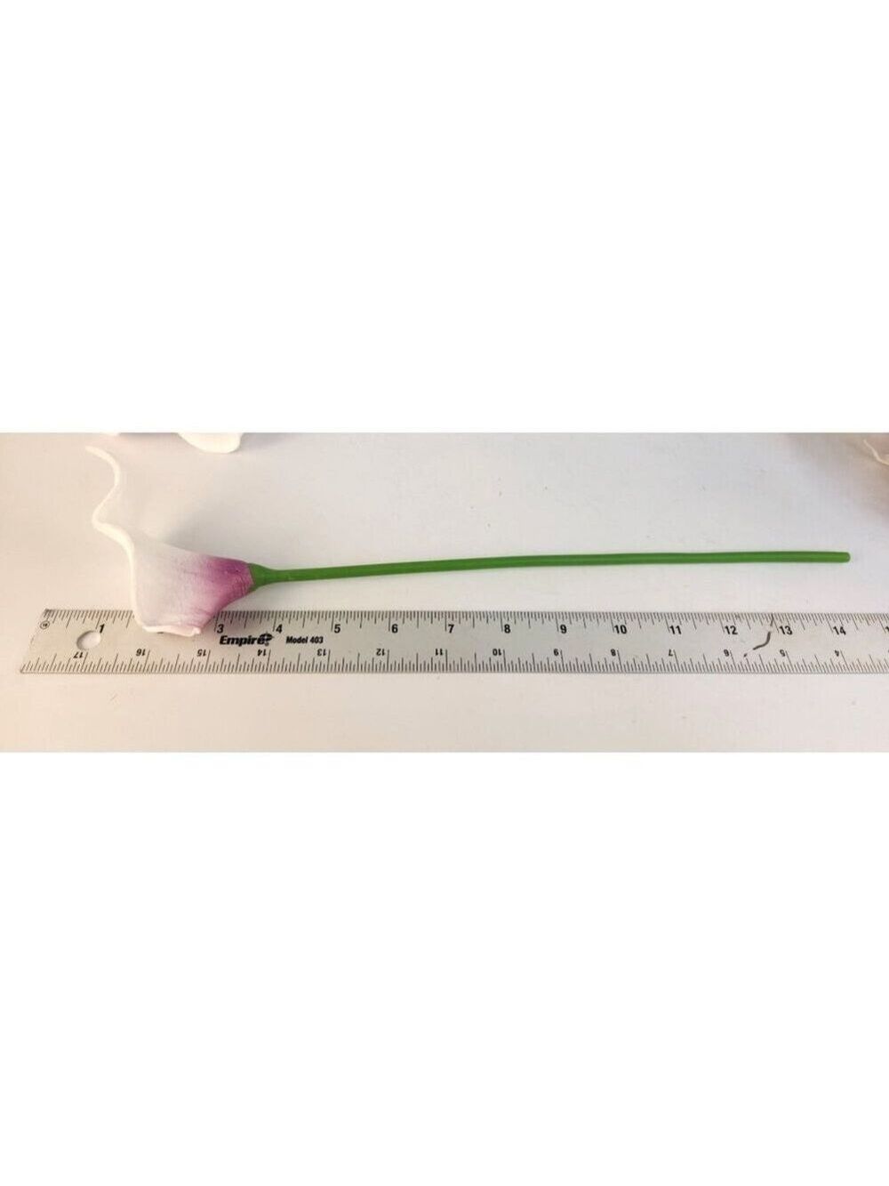 Lavender Purple and White Faux Calla Lily Stems 15 Inch Wedding Artificial Flowe - Picture 6 of 11